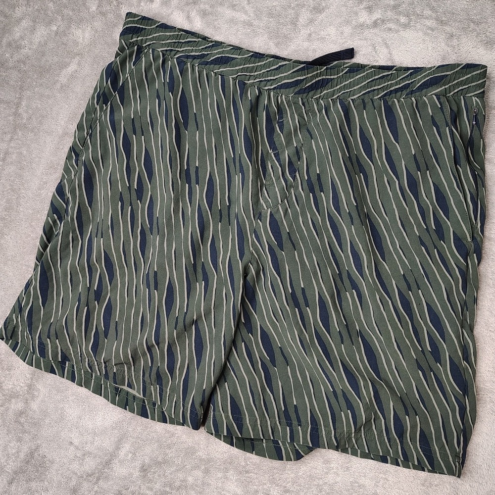 Outdoor Voices Shorts‎ Mens Medium Green Blue Striped Lined 7" Athletic Running